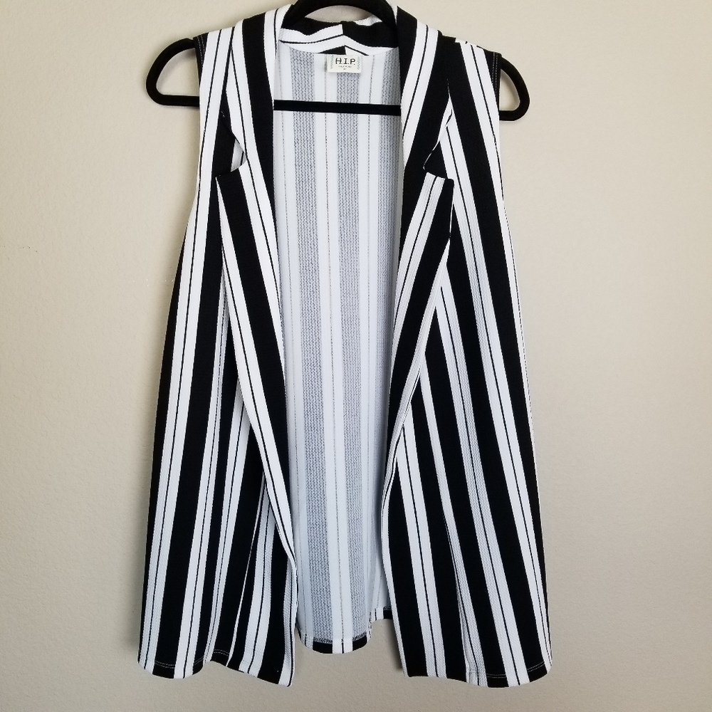 H.I.P. Black & White Striped Vest